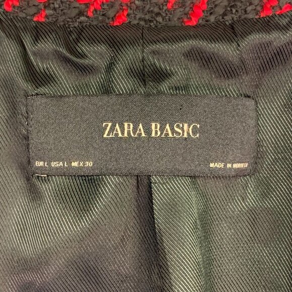 Zara Basics Women's‎ Houndstooth Wool Blend Double-Breasted Blazer Jacket Size L - Picture 6 of 12